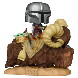 Funko POP! Star Wars The Mandalorian Mando on Bantha with Child in Bag